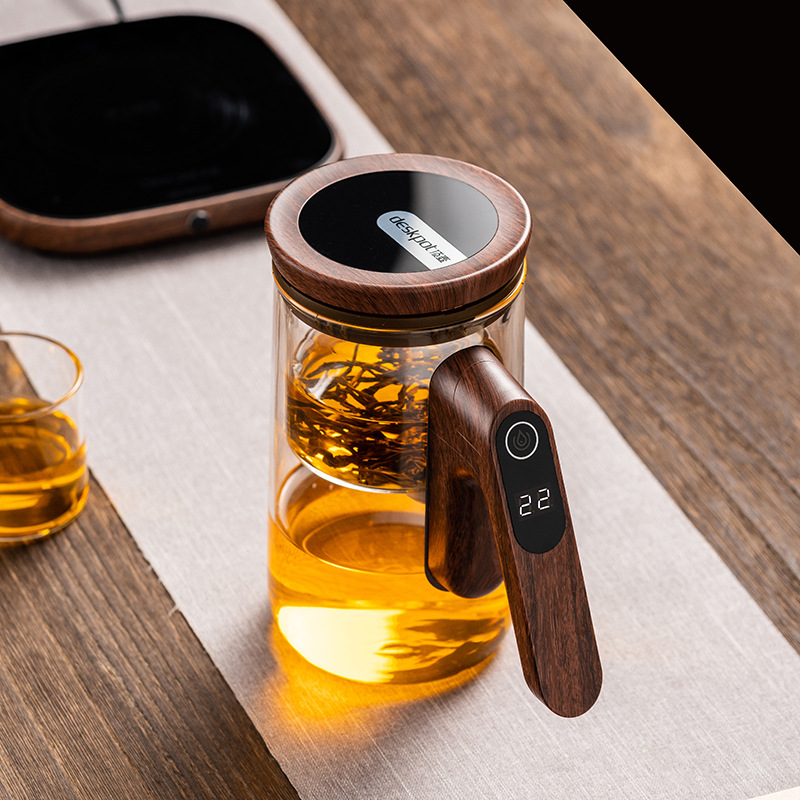 Ấm trên cùng tách nước trà Ấm pha trà thông minh thủy tinh chịu nhiệt cao dễ dàng Cốc pha trà tự động tạo tác pha trà đặc biệt Xiaoqinggan