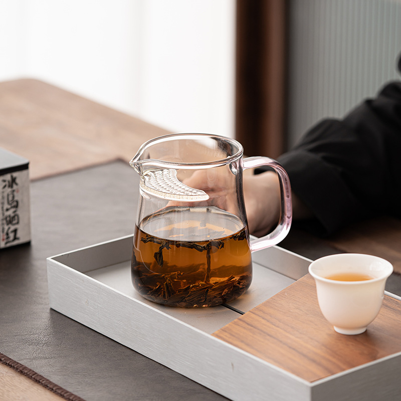 Cốc công bằng thủy tinh lưỡi liềm kiểu Nhật, tách trà trong suốt gia dụng chịu nhiệt dày dặn, cốc công bằng lọc riêng, Biển Trà