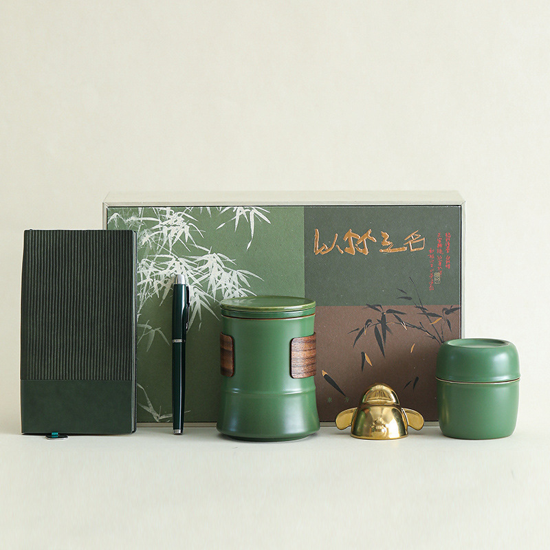 Hộp quà tặng cốc nước văn phòng tre văn hóa và sáng tạo Tử Cấm Thành, quà lưu niệm doanh nghiệp, quà tặng cho người già, giáo viên, công ty ngân hàng