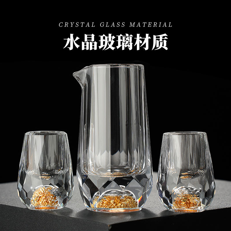 Bộ dụng cụ rượu ly rượu trắng chạm khắc giọt nước Bộ dụng cụ chia rượu cao cấp Bộ hộp đựng rượu gia dụng