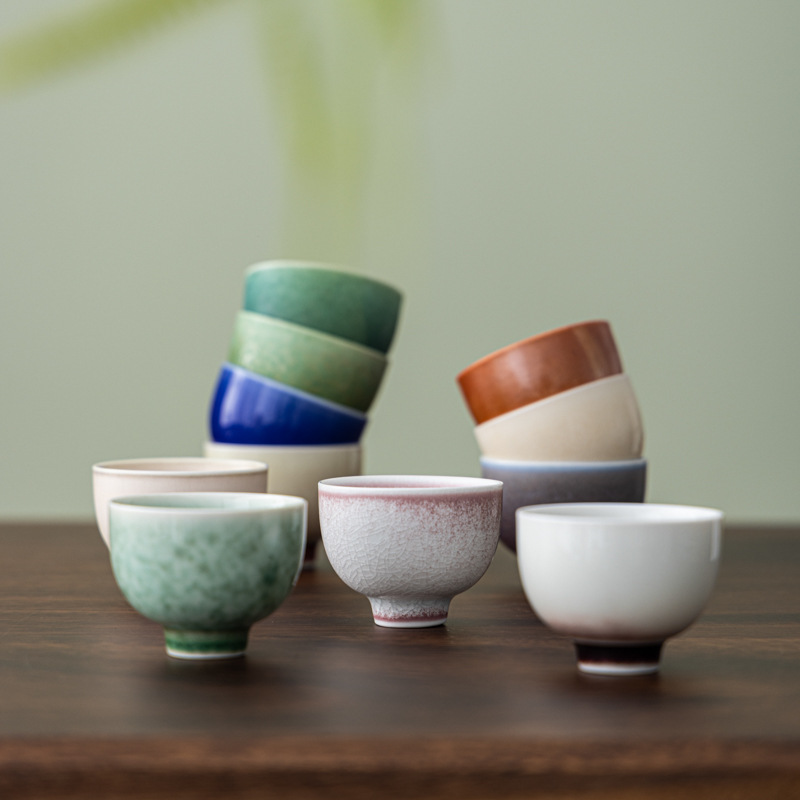 Cốc trà, bộ trà Kung Fu, cốc đơn, cốc trà, cốc thơm, gốm sứ, nhiệt độ cao, cổ áo đồng nghiệp, men