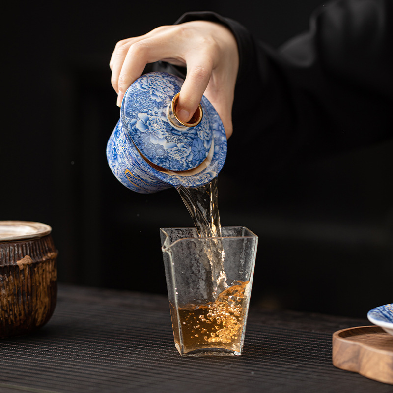 Bát có nắp treo có thể xoay Thangka Bát pha trà tam tài gia dụng cao cấp