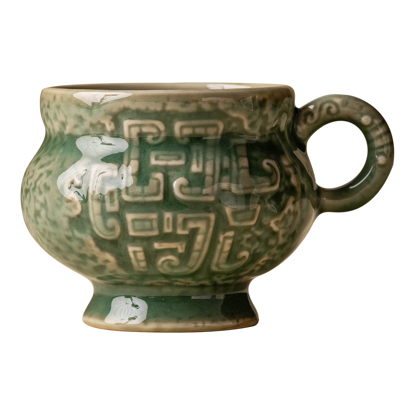 Nhà máy Yue Kiln Bộ trà men ngọc Thanh vần tròn bụng uống trà nhỏ tách trà cao cấp chủ nhân sáng tạo cốc trà đơn