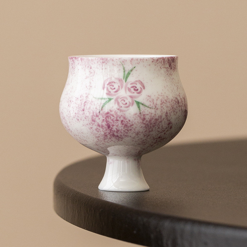 Cốc trà gốm sứ tráng men màu vẽ tay cốc chủ nhân tách trà bộ trà công phu cốc uống trà nữ gia dụng đơn giản cốc đơn