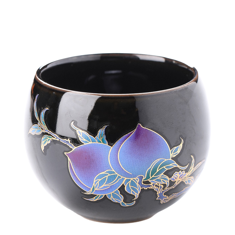 Cốc chủ nhân đổi màu gốm cốc trà cốc trứng rồng chuyên dụng cá nhân cốc La Hán phụ kiện bộ trà cốc trà gốm đen