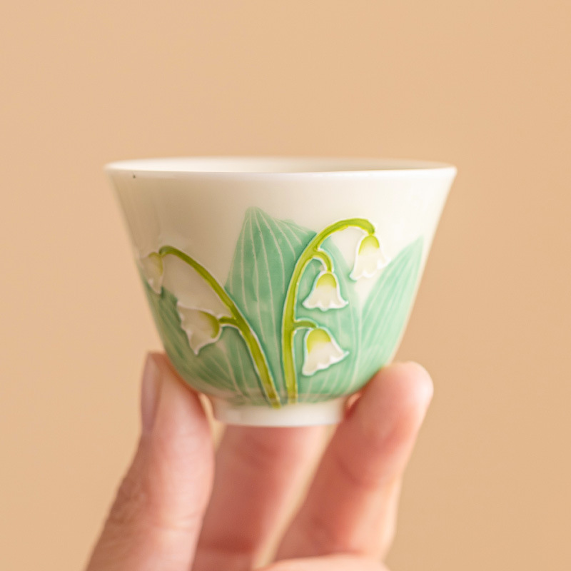 Vẽ tay ngọc lan cốc Ruyi gốm sứ tách trà Kung Fu cốc chủ sở hữu bộ trà gia dụng tách trà nhỏ cốc đơn