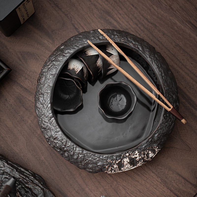Washi-Im lặng Vật Van Kong Trà rửa cốc lớn kiểu Trung Quốc cổ điển gia dụng Phụ kiện trà đạo bình đựng bã trà gốm sứ
