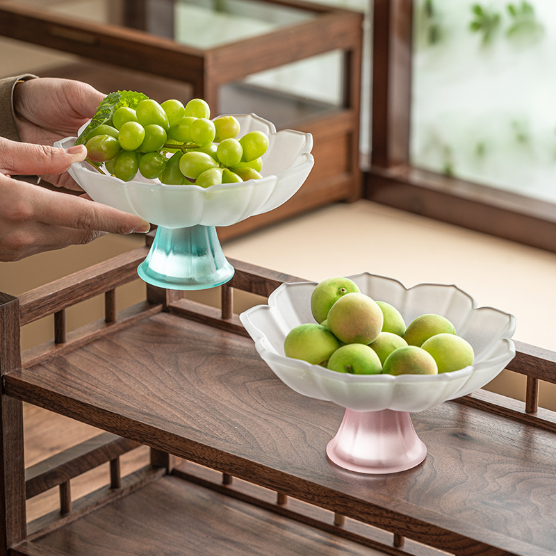 Khay đựng trái cây hoa sen chân cao, Bàn cà phê phòng khách, khay đựng đồ ăn vặt gia dụng, khay đựng đồ uống từ hạt màu hồng có giá trị cao