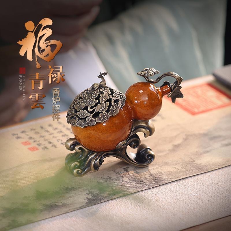 Lư hương bằng đồng thau Fulu Auspicious, lư hương trong nhà, lư hương đĩa có nắp, lư hương trà đạo, lư hương, phong cách cổ sáng tạo