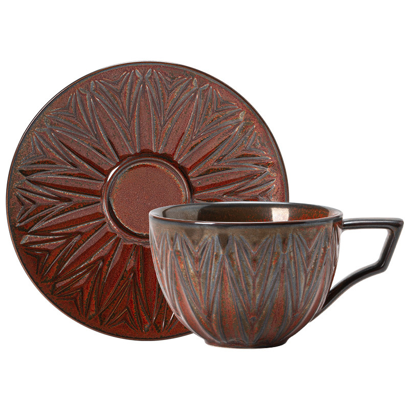 Bộ cốc cà phê cổ điển Vạn Hoa cốc Latte kéo hoa tinh tế cốc nước gốm sứ cốc trà chiều gia dụng cốc Mug