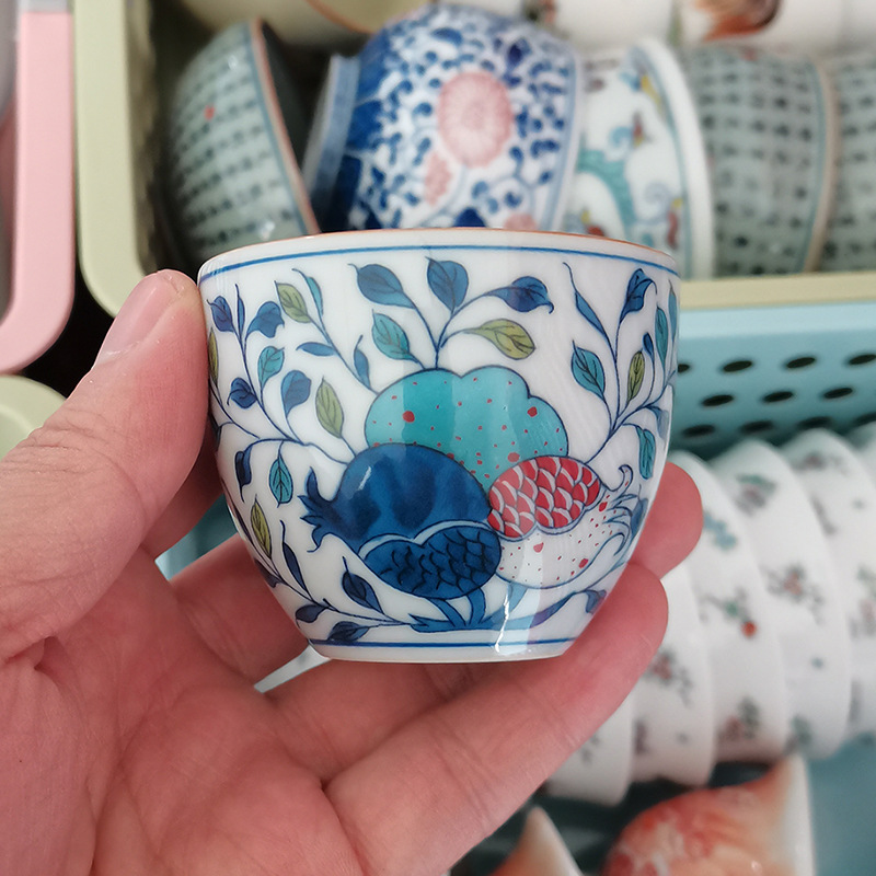 Cốc trà gốm sứ Jingdezhen, cốc chủ bộ trà Kung Fu, cốc trà đặc biệt dành cho nam và nữ, cốc khách, cốc đơn màu xanh và trắng cổ