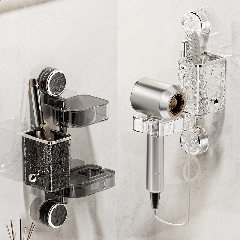 Giá để máy sấy tóc cốc hút, giá treo máy sấy tóc xoay đa chức năng không đục lỗ, giá treo máy sấy tóc treo tường phòng tắm