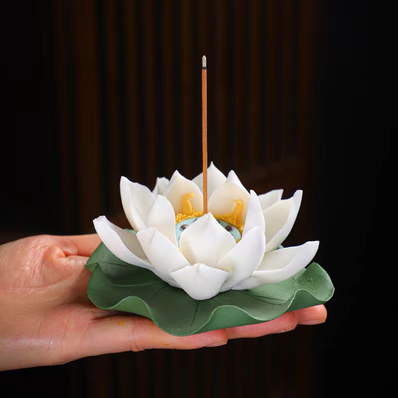 Nhà Máy bán hàng trực tiếp Gốm sứ thủ công chèn hoa, lư hương, dây sen, ghế hương, văn phòng gia đình, đồ thủ công trà đạo sáng tạo