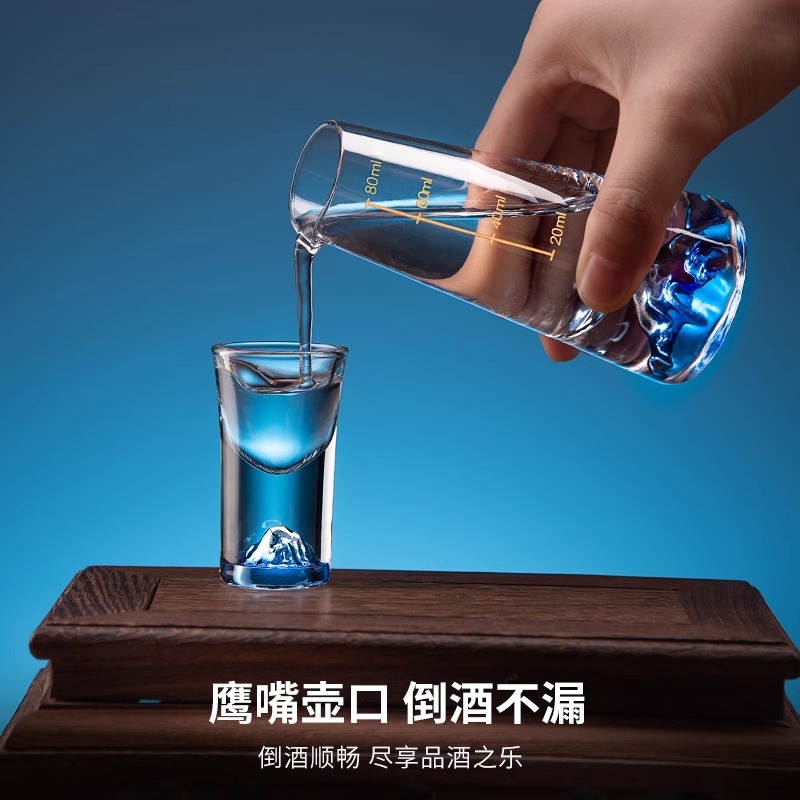 Pha lê thủy tinh chia rượu trắng bình đựng rượu 100ml bình đong rượu thương mại nhỏ bộ ly rượu gia dụng