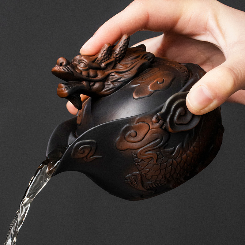 Ấm trà có nắp đậy bằng tay gốm tím Xianglong, cốc trà, cốc trà đơn cao cấp, bát trà chống bỏng gia dụng, bộ trà Kung Fu có nắp