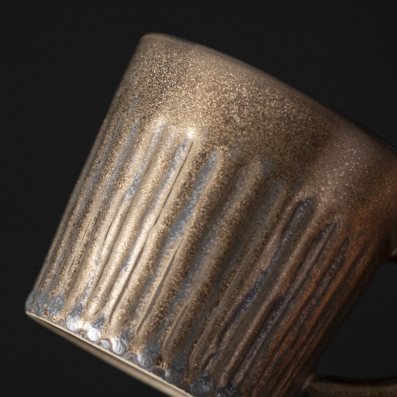 Bộ cốc và đĩa cà phê gốm thô cổ điển cốc trà gốm sứ gia dụng cốc sữa sáng tạo cốc trà chiều cốc nước