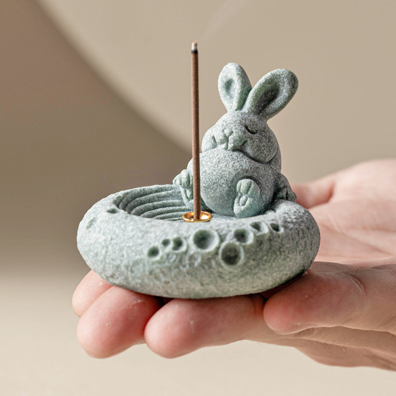 Đồ trang trí trà đạo thỏ 12 cung hoàng đạo, ghế cắm hương kiểu Trung Quốc, bàn trà phòng khách, bàn trà, đồ trang trí bàn trà, đồ trang trí thú cưng trà đáng yêu