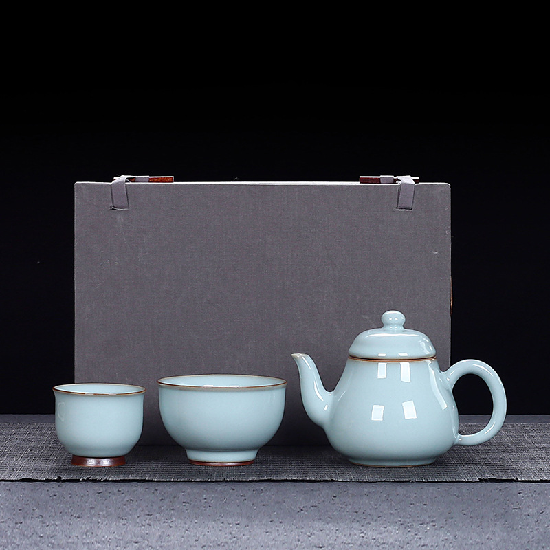 Bộ ấm trà Kung Fu lò Tianqingru cao cấp, cốc trà gốm sứ, cốc có thể nâng cao chủ nhân, quà lưu niệm gia đình