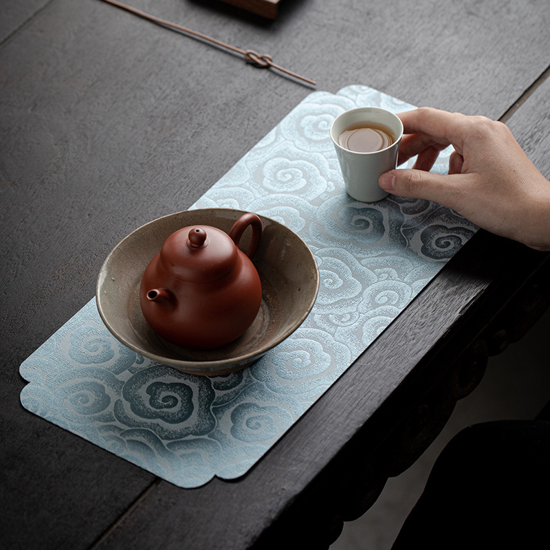 Bàn trà mây lành mới phong cách Trung Quốc Bàn Trà Bông lanh cờ trà Thiền bàn trà vải nghệ thuật bàn trà đạo bàn trà đạo