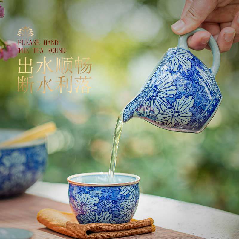 Bộ ấm chén trà gốm sứ kiểu cổ điển Trung Hoa truyền thống, hộp quà tặng, gồm 3 món: nắp, bát và ấm, bán buôn.