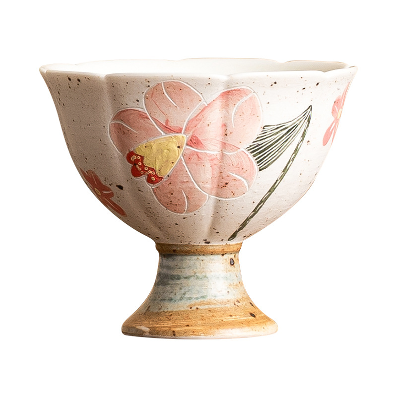 Cốc chủ nhân màu xám thực vật, cốc cánh sen chạm khắc mực, cốc trà cao cấp, cốc trà gia dụng gốm sứ, cốc trà, cốc trà