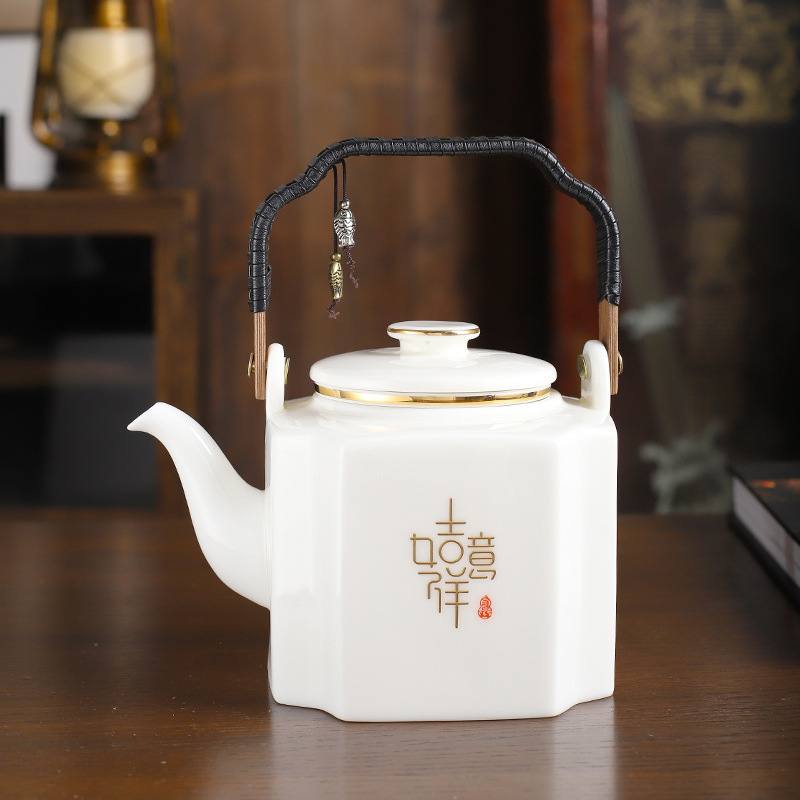 Bình đựng xà mang dung tích lớn kiểu Trung Quốc bình đơn 1100 ml có lót lọc gốm sứ bình pha trà bình làm mát bình gia dụng