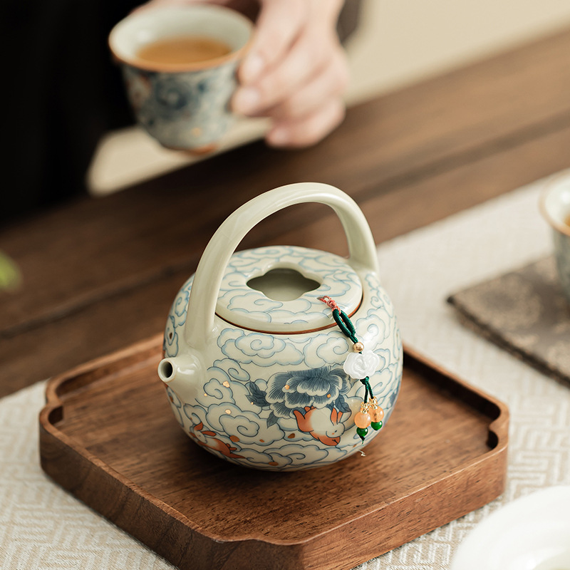 Ấm nâng xà may mắn điềm lành, ấm trà gốm sứ, ấm lọc, ấm đơn pha trà gia dụng, dụng cụ pha trà
