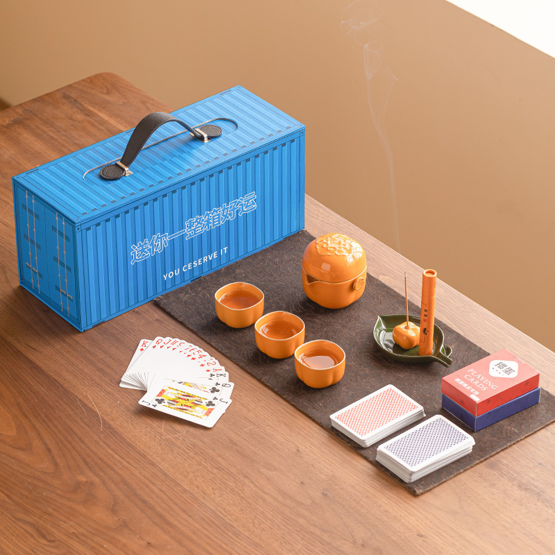 Bộ ấm trà Kung Fu Quà tặng Bộ ấm trà gốm sứ quả hồng quả hồng thiết thực cho người lớn tuổi