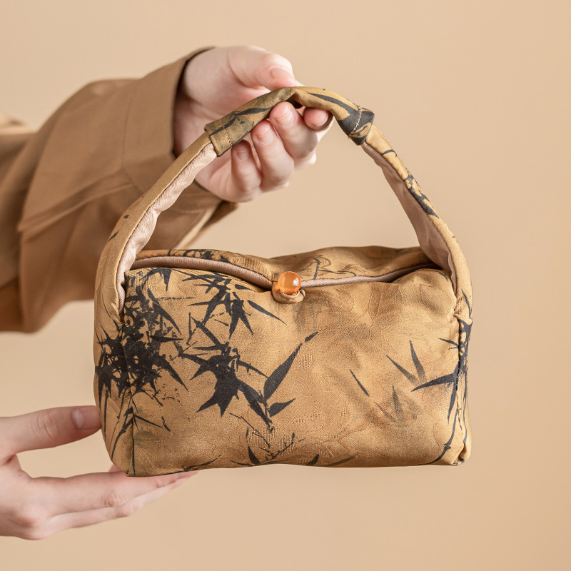 Túi lưu trữ thổ cẩm cực kỳ trơn, túi xách nhỏ bằng tre phong lan, túi trà du lịch ngoài trời, cốc khách nhanh, túi lưu trữ dung tích lớn