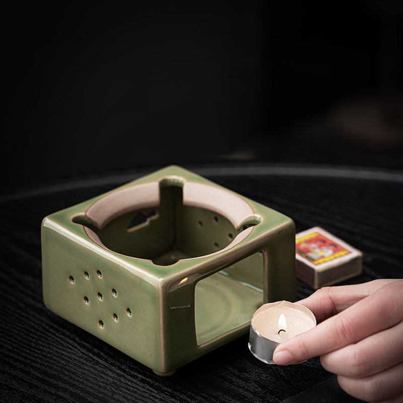 Bộ trà Kung Fu bếp đun trà nến cổ điển bếp pha trà ấm ấm trà chân đế giữ nhiệt bếp nến ngoài trời