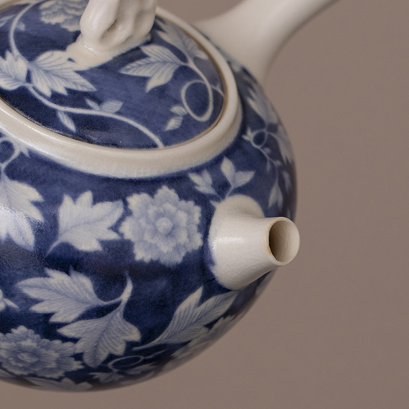 Ấm trà hoa mẫu đơn tráng men soda Bộ trà gốm sứ Kung Fu Ấm pha trà đơn mờ dung tích nhỏ thủ công giá trị cao