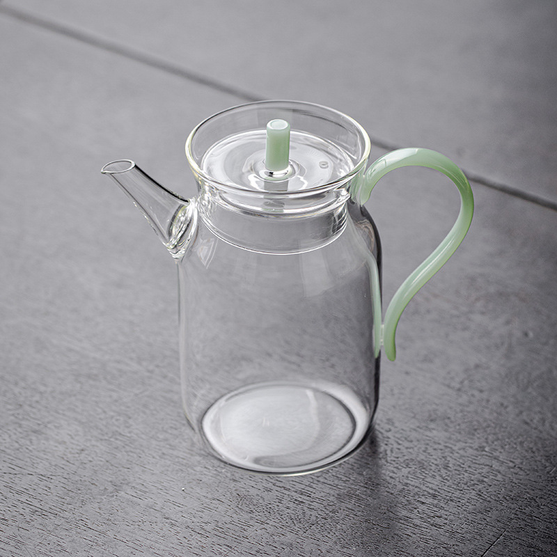 Ấm trà thủy tinh chịu nhiệt Borosilicate phong cách Nhật Bản ấm trà hoa trà xanh nhỏ ấm giả Song cầm ấm chén công bằng pha trà có lưới lọc