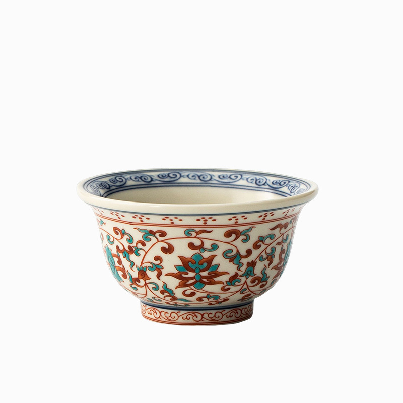 Trung Quốc retro gốm sứ gia dụng chủ cốc màu xanh và trắng underglaze đỏ tay ép cốc trà cá nhân với cành sen