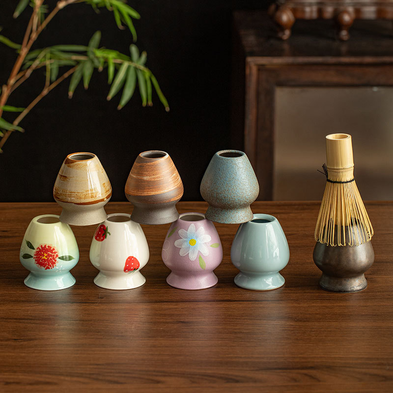 Bình trà gốm sứ, dụng cụ pha trà matcha, bàn chải trà matcha Nhật Bản, phụ kiện trà đạo