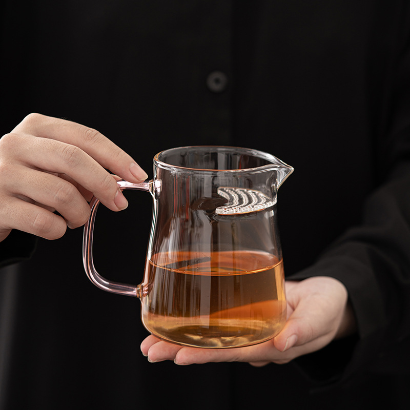 Cốc công bằng thủy tinh lưỡi liềm kiểu Nhật, tách trà trong suốt gia dụng chịu nhiệt dày dặn, cốc công bằng lọc riêng, Biển Trà