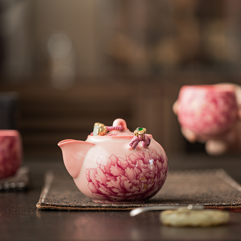 Ấm cầm tay thạch mỡ lợn lò Fenru ấm trà gốm sứ gia dụng ấm đơn dụng cụ pha trà Kung Fu lọc chống bỏng ấm