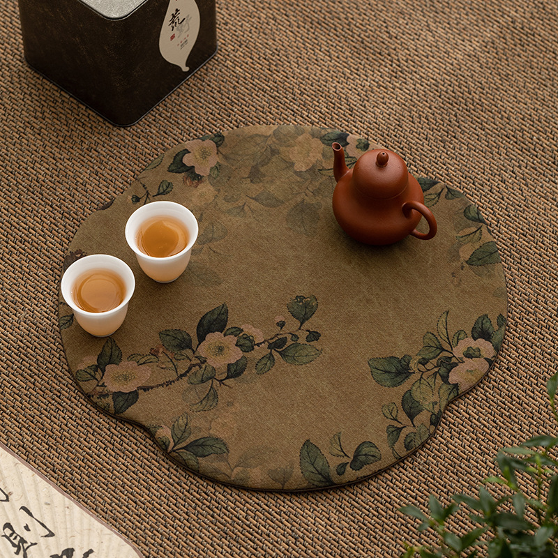 Thảm trải trà kiểu Trung Quốc đệm vải chống thấm bàn trà đệm cách nhiệt vải sợi mây thơm phong cách Trung Quốc chiếu pha khô hai mặt