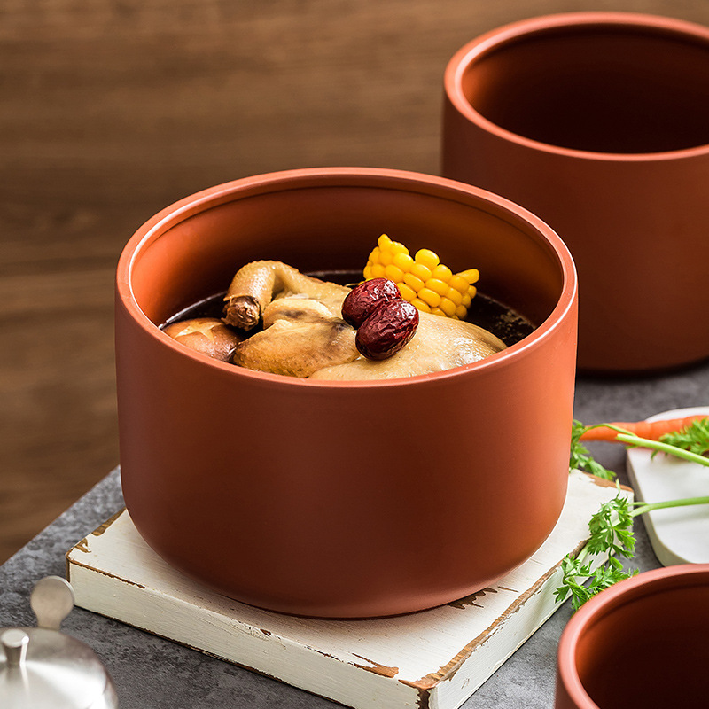 Dehua đỏ gốm chống nước hầm cao cấp hầm cốc súp cốc gốm bát retro trang trại ẩm thực nhà hàng đặc sản khách sạn