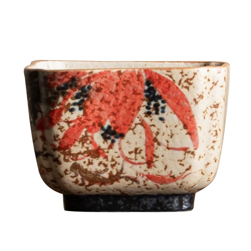 Cốc trà gốm đỏ đá lửa trắng, cốc chủ nhân, cốc uống trà đãi khách gia dụng, cốc trà Kung Fu kiểu Trung Quốc sáng tạo, cốc vuông