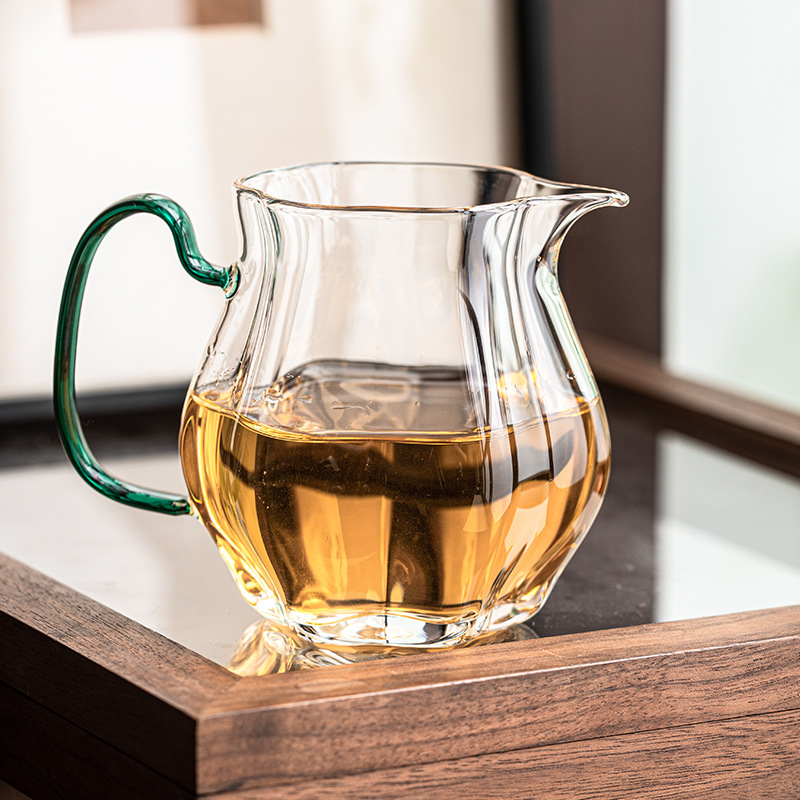 Cốc thủy tinh trong suốt có tay cầm, dụng cụ pha trà Haifen, dụng cụ pha trà gia dụng, cốc lọc đều, dụng cụ pha trà Kung Fu, phụ kiện