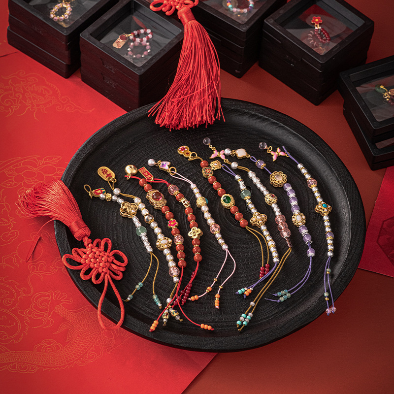 Mặt dây chuyền nhỏ xách tay kiểu Trung Quốc mới mặt dây chuyền ấm trà có nắp gia dụng ấm trà dây trà đồ trang trí phụ kiện trà đạo