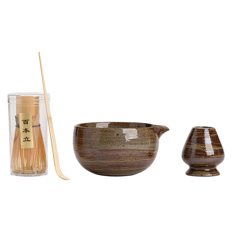 Đồ uống trà bằng gốm thô biến đổi lò nung kiểu Nhật, bình trà sứ, bát matcha đứng, thìa matcha, phụ kiện trà đạo Baibenli Kung Fu