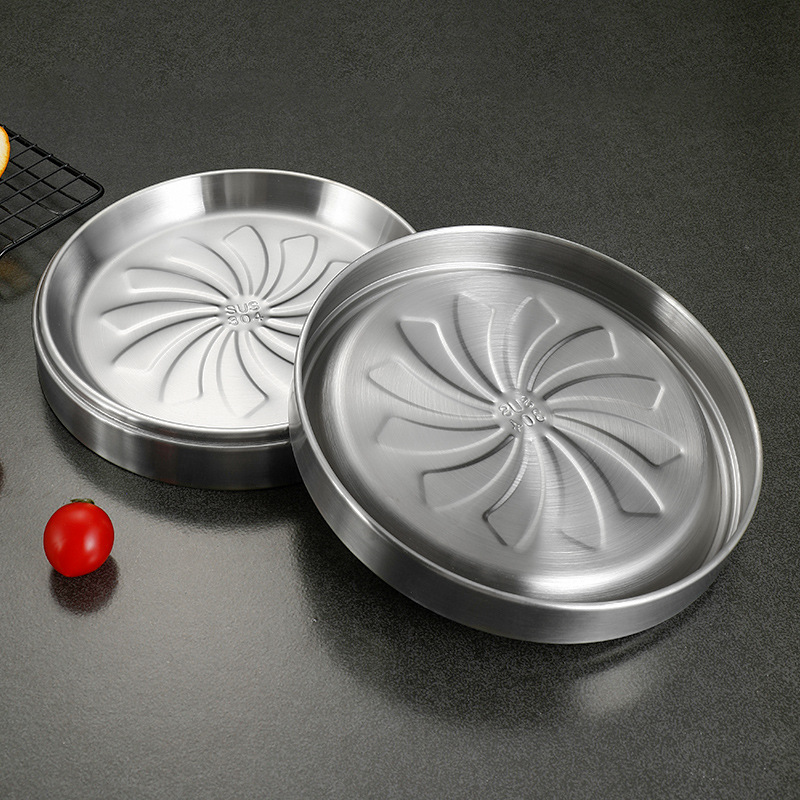 Đĩa topping đồ nướng, lẩu nhúng, khay đựng thức ăn buffet inox 304 size 20-23cm PBCP27