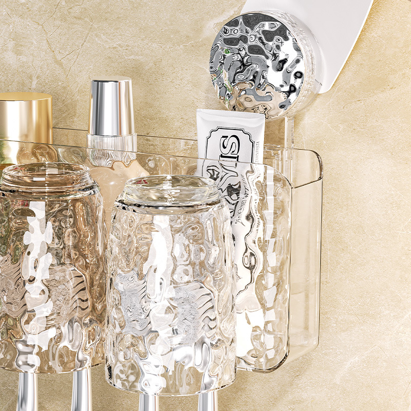 Cốc hút, giá để bàn chải đánh răng, dụng cụ nha khoa nhà vệ sinh gia đình không đục lỗ, giá để cốc đựng cốc đựng nước súc miệng treo tường, giá để bàn chải đánh răng điện