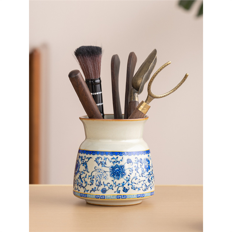 Trà đạo màu xanh và trắng sáu quý ông gốm sứ retro phong cách Trung Quốc mới gia dụng phòng khách trà đạo trà đạo không khớp sáu quý ông bán buôn