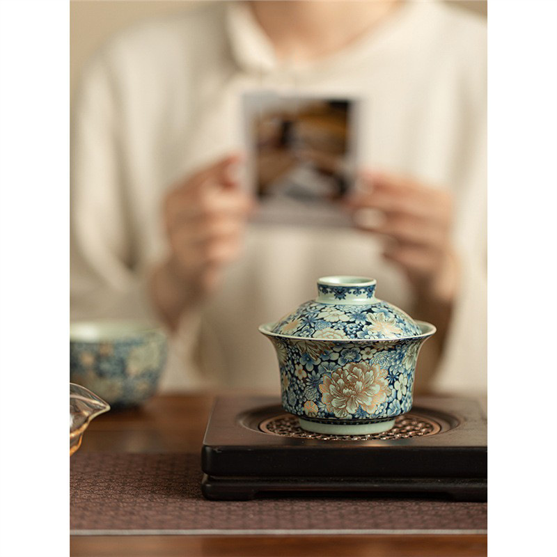 Cốc trà cốc trà bát trà chén gốm đơn gia dụng cỡ nhỏ có thể nuôi mở miếng, bát pha trà