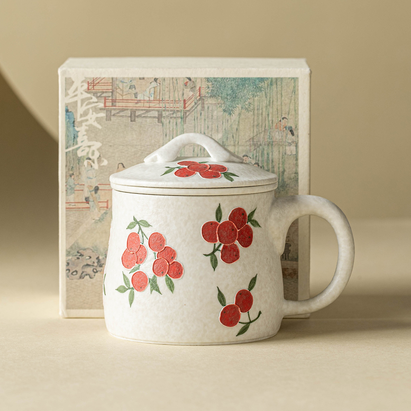 Tách trà trắng mỏ đá nhà máy tách trà văn phòng cá nhân tách trà tách trà có nắp cốc nước gốm sứ