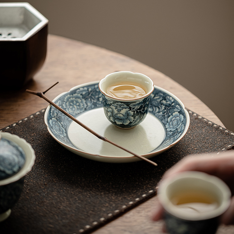 Ấm ren lò Fanhua Ru, bộ trà gốm sứ thủ công gia dụng, khay trà, khay trái cây, phụ kiện bộ trà sáng tạo