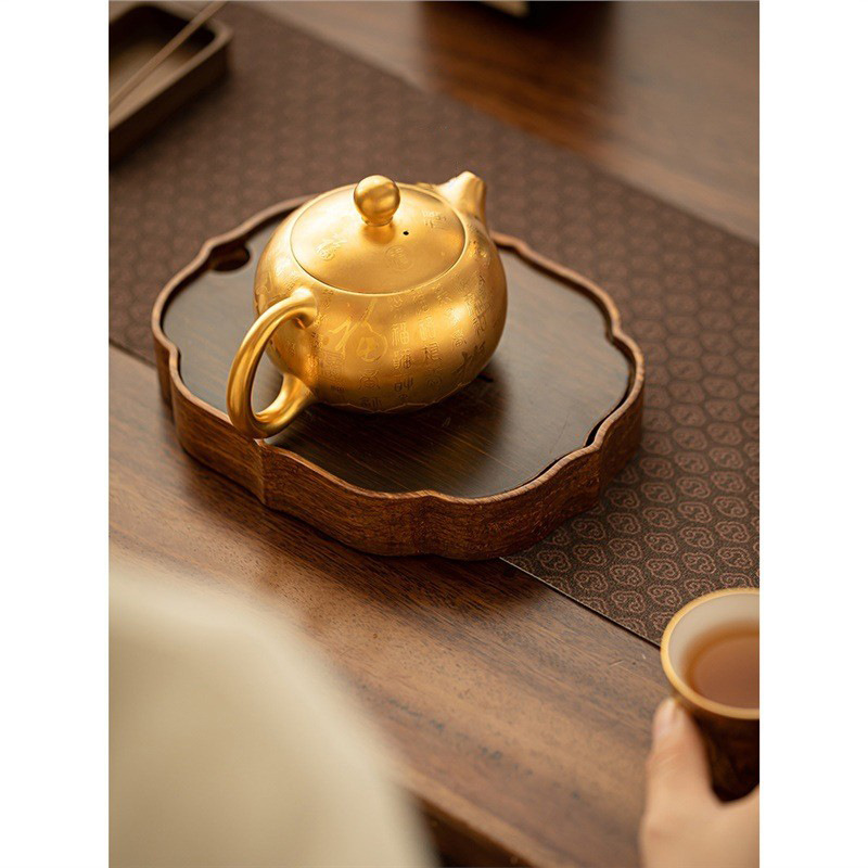 Ấm trà Xi Shi hoa sen mạ vàng ấm trà cao cấp ấm trà vàng dụng cụ pha trà Kung Fu sang trọng nhẹ gia dụng ấm pha trà quà tặng