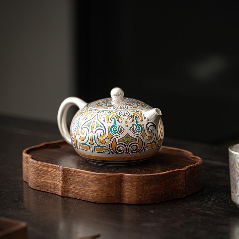 Cao cấp bạc Gongfu He Fusen Master Handmade Xi Shi Ấm trà 999 sterling bạc mạ bạc Ấm trà thời Xuân Thu Chiến Quốc Phượng hoàng